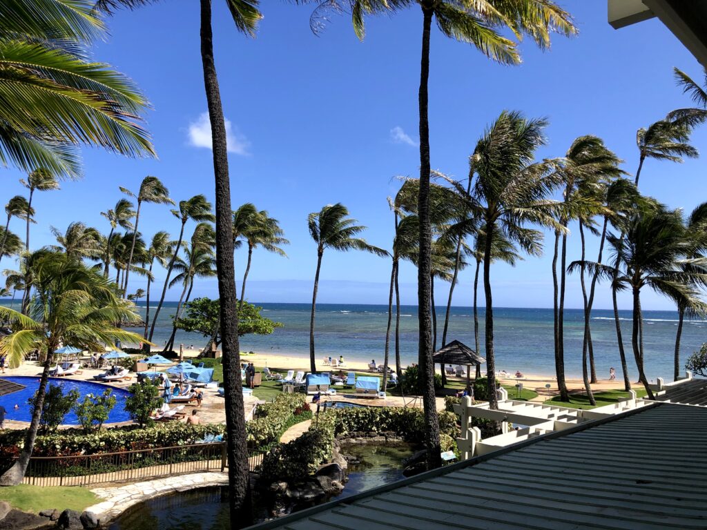 カハラホテルのフロント会から見える景色