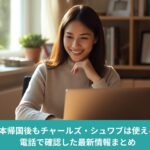 日本帰国後のチャールズシュワブ利用について解説するブログアイキャッチ画像（デスクでPC作業をする女性）