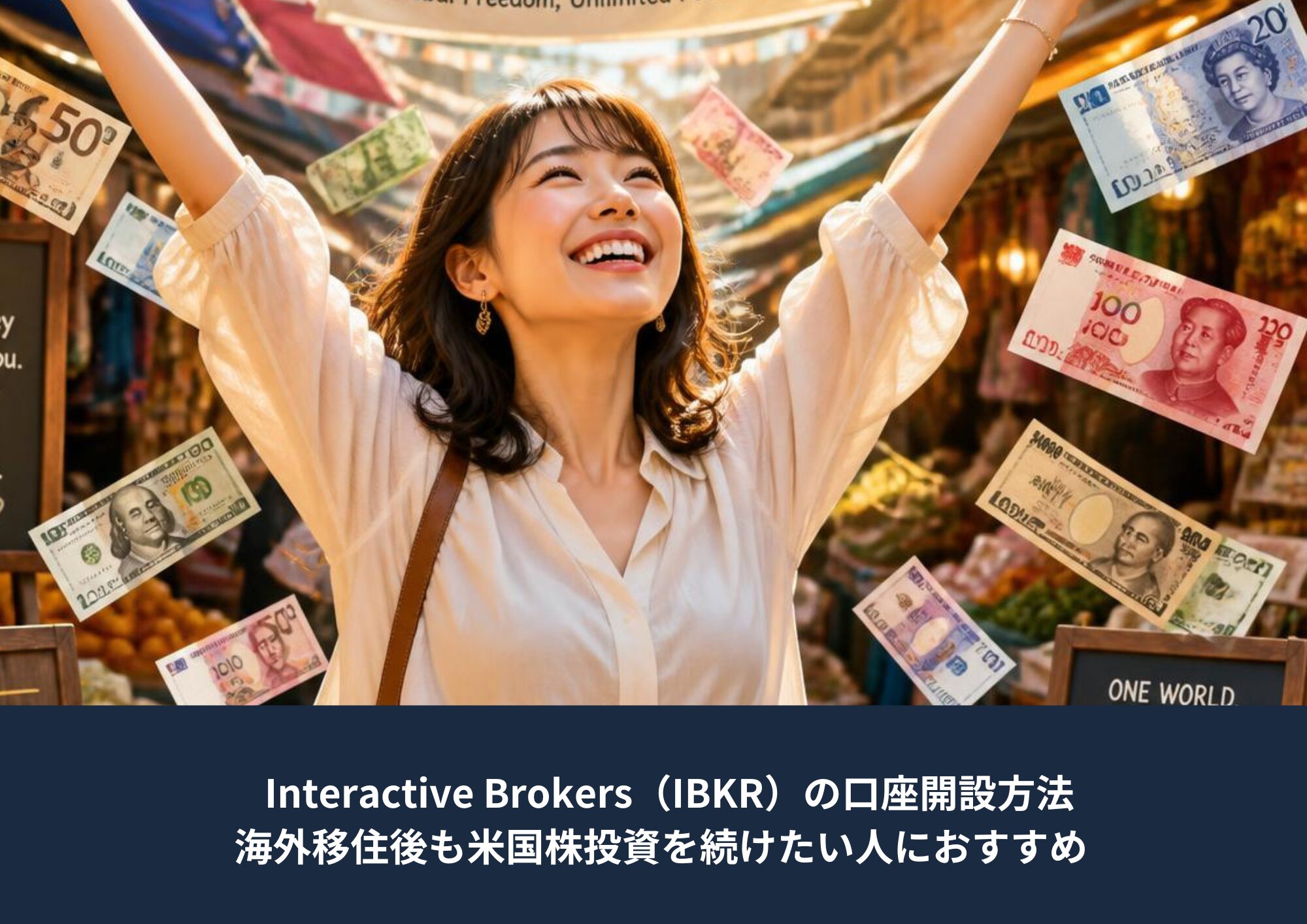 Interactive Brokers(IBKR)の口座開設方法と海外移住後の米国株投資をイメージしたアイキャッチ画像